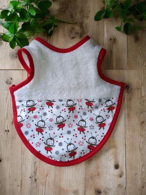 Ensemble Bavoir Tablier & Bandana Coccinelles
