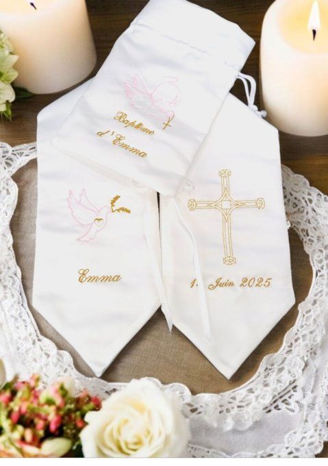 Etole de baptême personnalisée et pochette