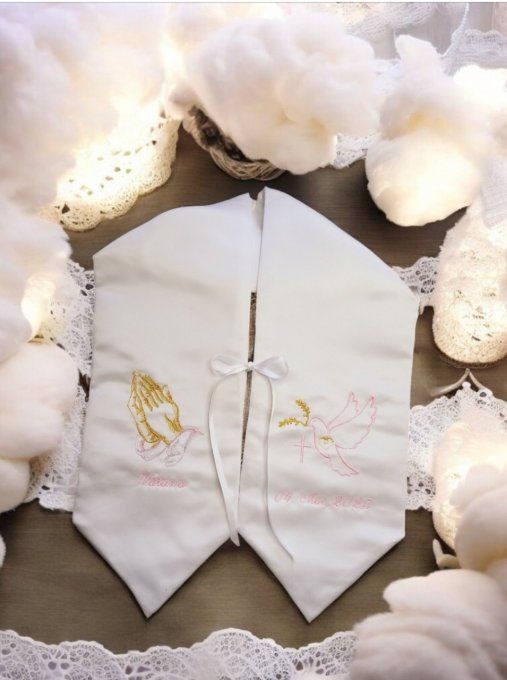 Etole de baptême personnalisée rose