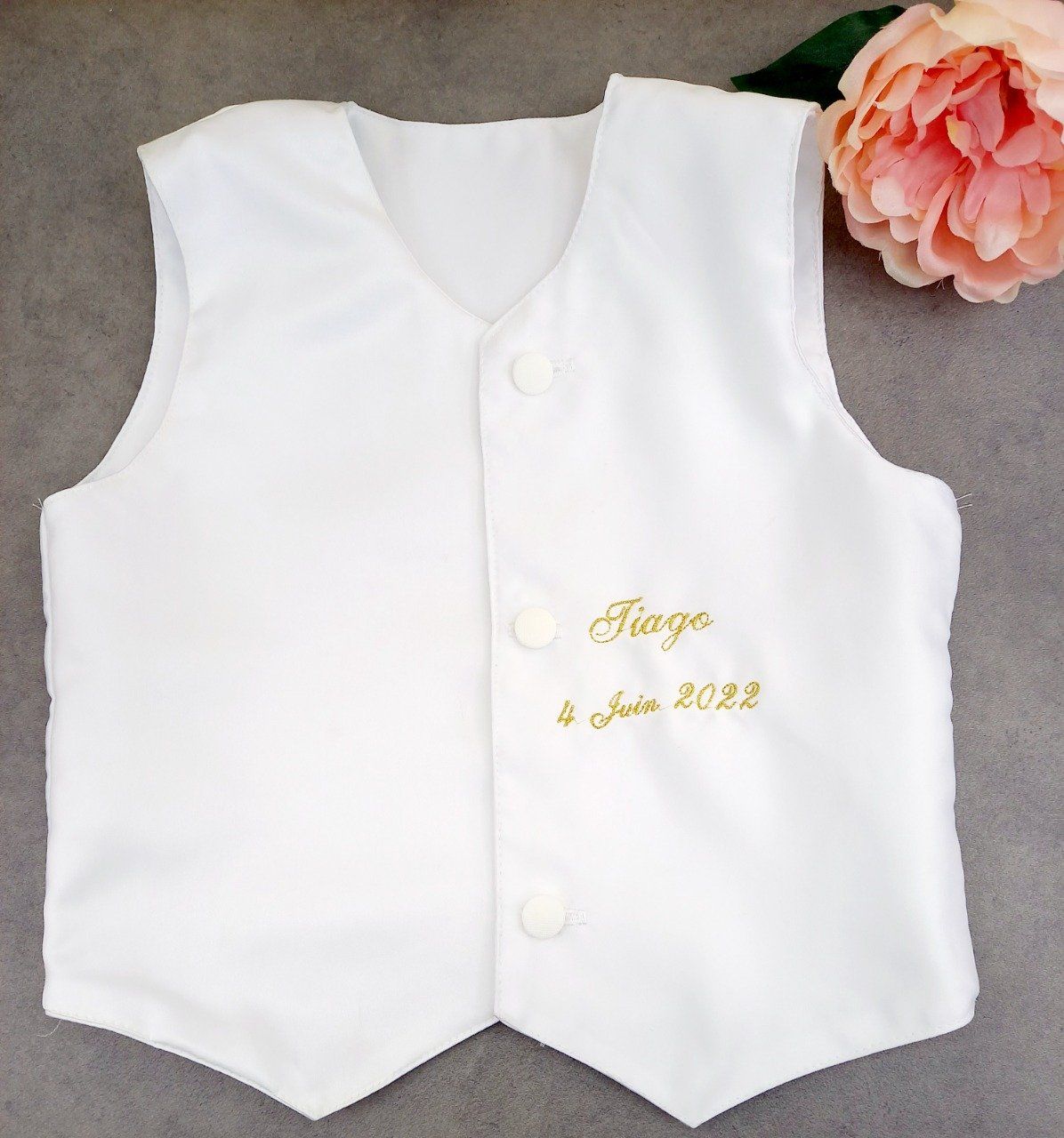 gilet blanc bebe bapteme garcon