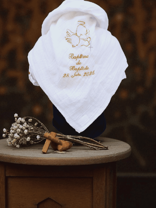 lange serviette baptême