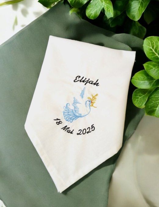 serviette de baptême broder
