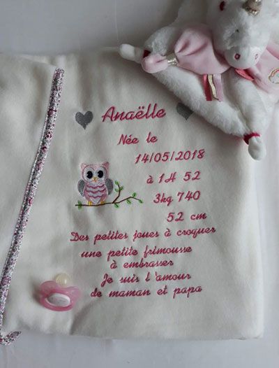 Couverture de naissance personnalisée ourson - Les-idees-de-lys