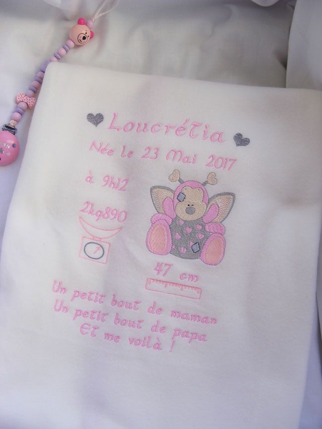 Couverture de naissance personnalisée ourson - Les-idees-de-lys