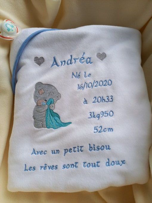 couverture personnalisée ourson